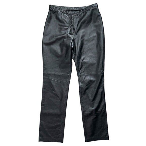 AM Studio Womens Genuine Leather Pant Size 6 Black Moto Biker Goth Mobwife Rock - Picture 1 of 14